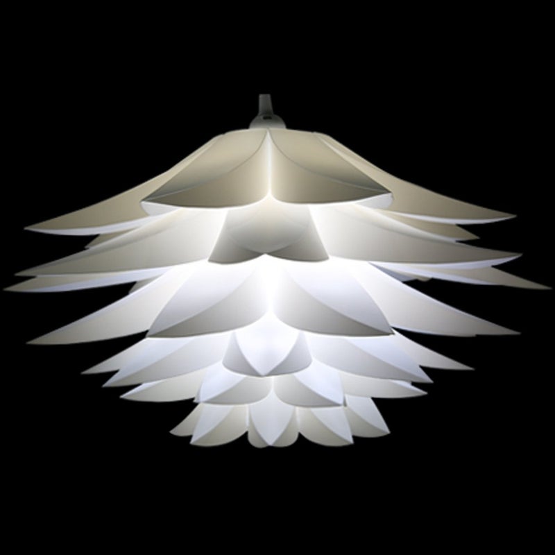 Lightingsky DIY IQ Jigsaw Puzzle Toy Lotus Flower Lamp Shade Ceiling Pendant for Room Decoration (White-2 Pack) - Image 2